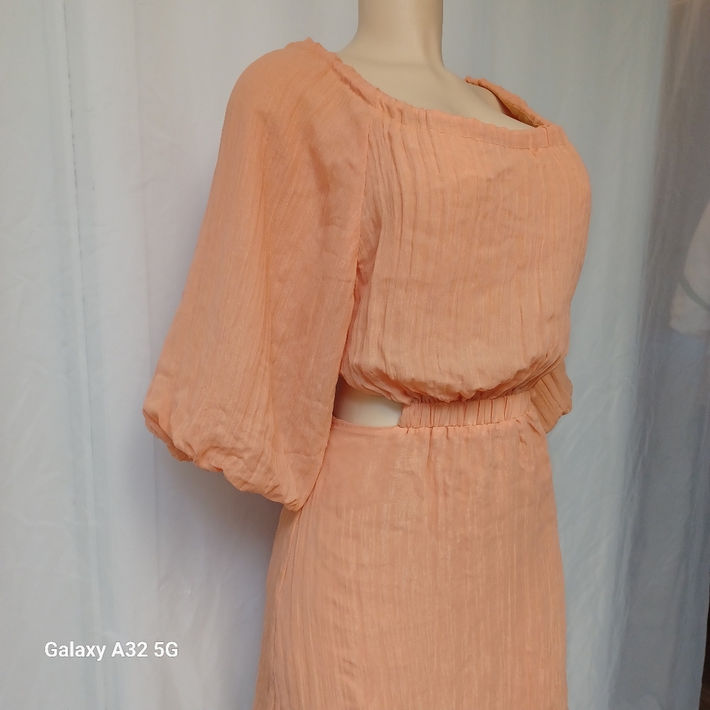 Dee Elly Backless Size S Peach Pleated Dress - Picture 8 of 10
